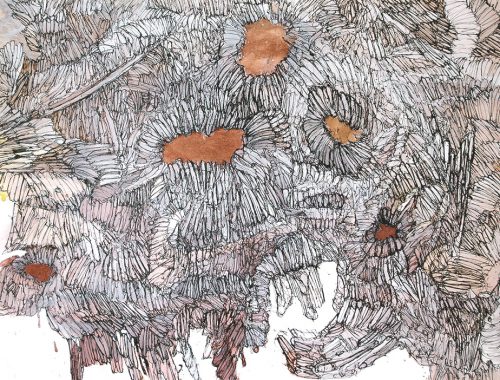 martin bozenhard - stoneflowerpetals - painting - ink - 110cm x 110cm - a